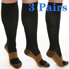 3 Pairs Knee High Compression Socks 20-30 mmHg Closed Toe Sox Medical Grade-