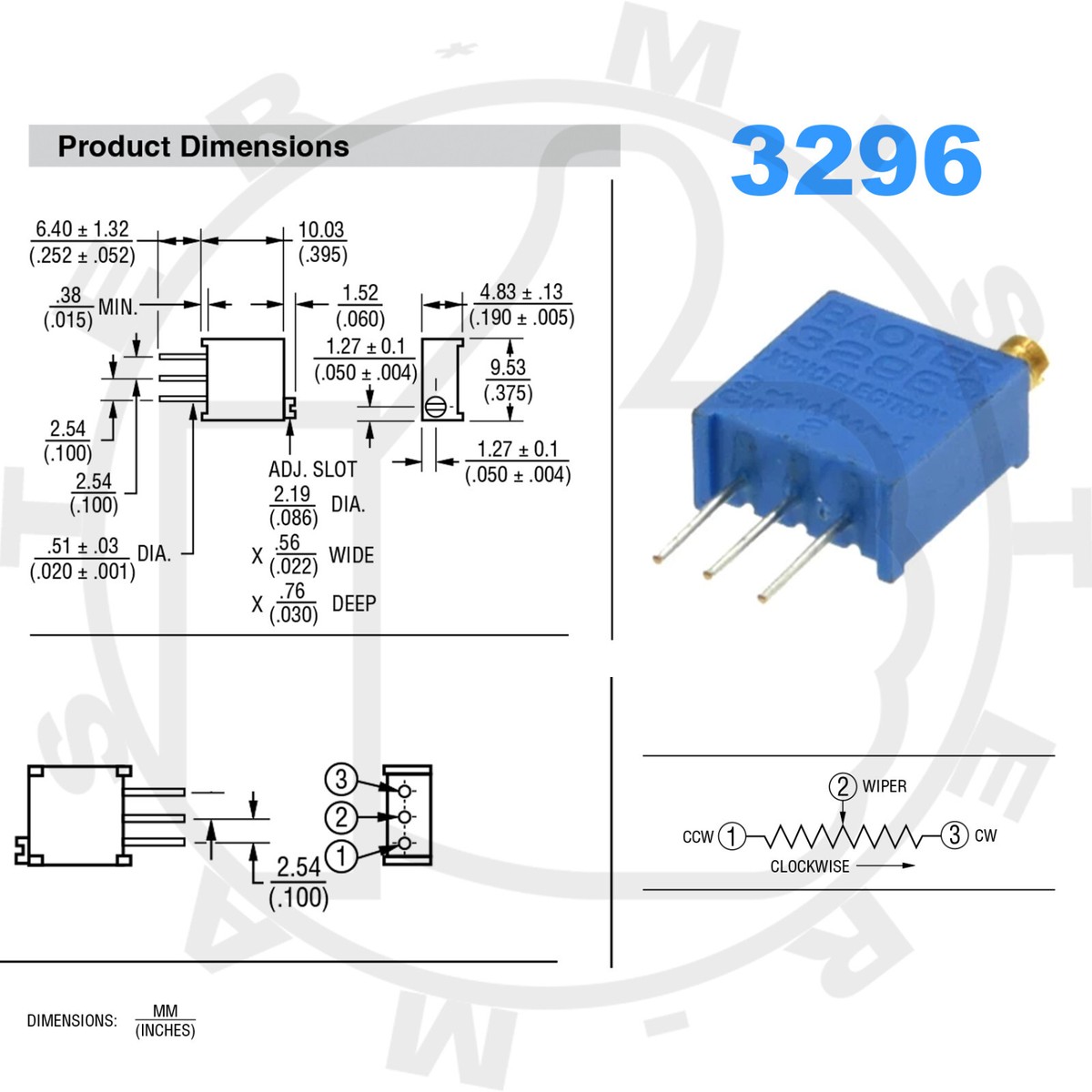 Piher PT10 500K Ohm Potentiometer Resistor Trimmer Trimm-Poti Widerstand 10mm EB