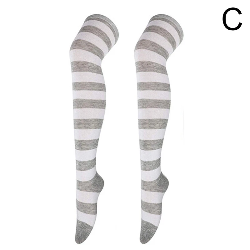 Mujeres Algodón Rayas Medias Sobre la Rodilla Calcetines Largos Muslo Hasta Juegos con disfraces Foto 4 de 4