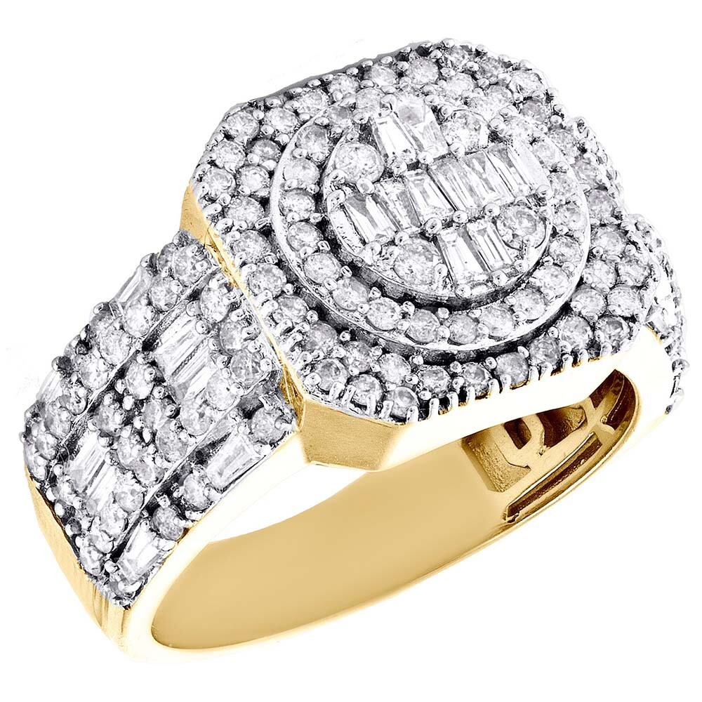 Step Shank Statement Ring 2.18 Ctw DEW Genuine Moissanite 14K Yellow Gold Plated