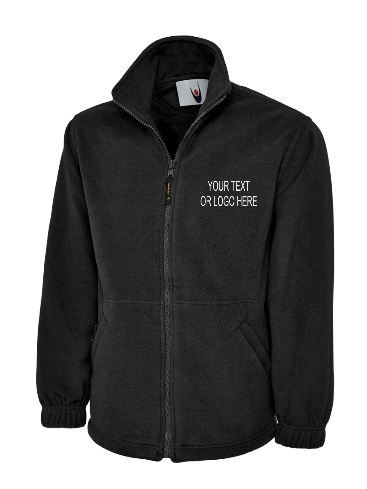 Full Zip Fleece Embroidered Jacket Text or Logo S to 6XL