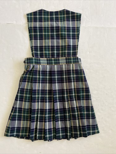 Parker Girls School Uniform Jumper Blue Green Plaid Sz 6 Vintage USA Pleated - Picture 4 of 10