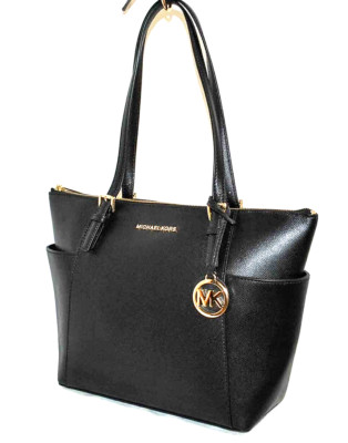 Michael Kors 'Jet Set EW' Top Zip Leather  Tote Bag Black, $198