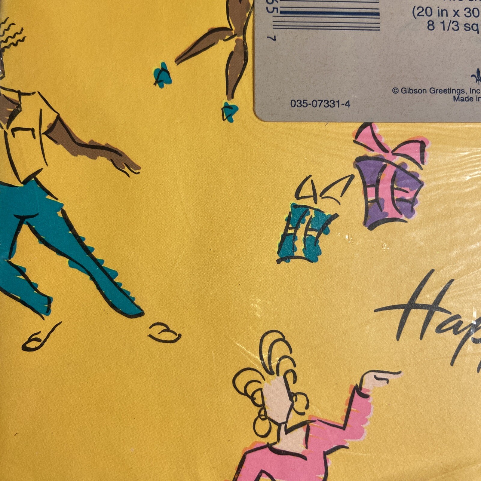 NOS Vintage Celebrations By Gibson Birthday Gift Wrap Wrapping Paper 2 Sheets