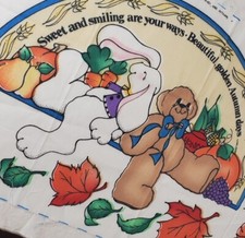 Vintage Daisy Kingdom Fabric Panel Autumn Days 6825 Bunny Teddy Bear Fall 90s