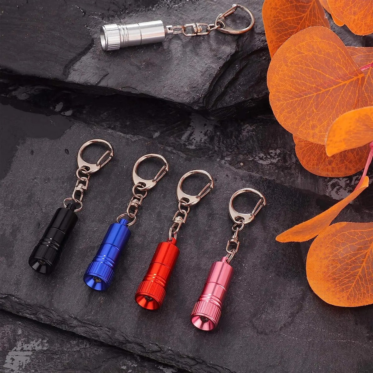 4cm Mini LED Keychain Flashlight Portable Key Ring Torch with Button Battery