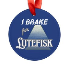 I BRAKE FOR LUTEFISK, Scandinavian Christmas, Personalized Acrylic Ornament Gift