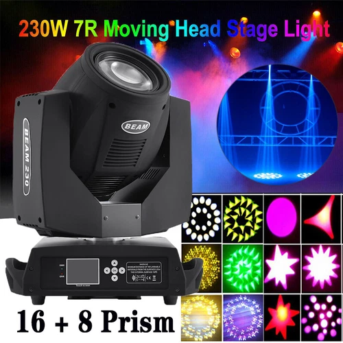 230W 7R Zoom Moving Head Beam Bühnenbeleuchtung DMX Lichteffekt 16 Prism Strobe - Bild 1 von 13