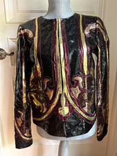 Gucci Black Multicolour 100% Python Leather Jacket Size Eu 42 New