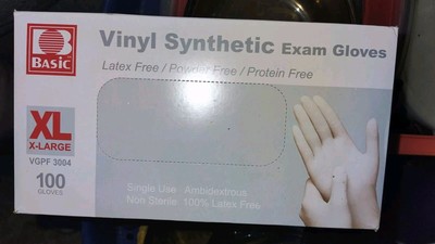 Basic Medical Synmax Vinyl Exam Gloves - Latex & Powder Free Size XL 100