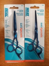 2 Pk: TRIM Hair Styling Precision Cutting Stainless Steel Shears BLUE 6816-E7B
