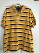 Tommy Hilfiger Men  s Yellow Blue Polo Shirt Size Extra Large Y2K 90s