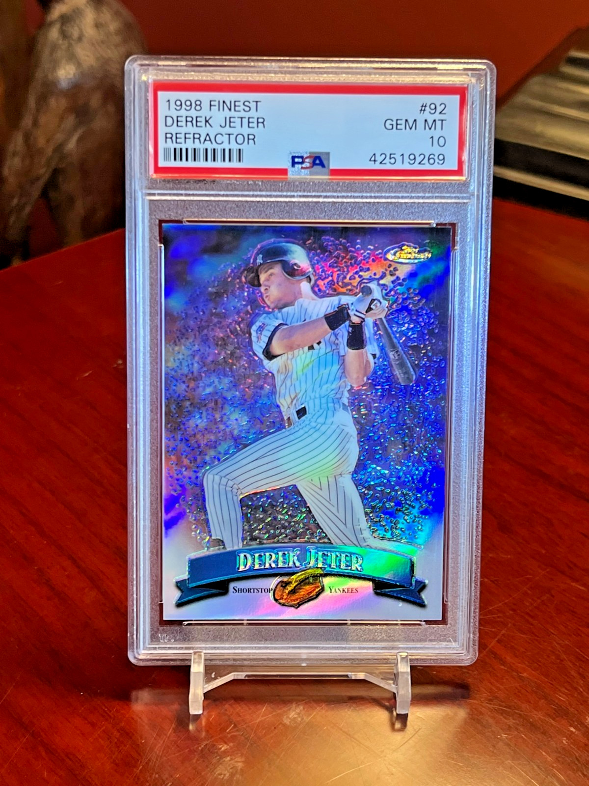 1998 DEREK JETER TOPPS FINEST REFRACTOR #92 PSA-10 GEM MINT! view 1
