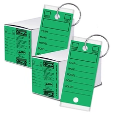 500 Green Key Tags 1.25"x3" Abrasion Resistant Chrome Plated Rings
