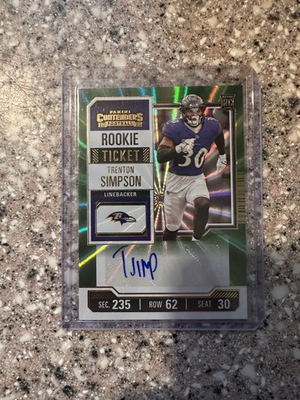 #ad 2023 Panini Contenders Rookie Ticket Trenton Simpson #300 Green Laser AU RC $5.99