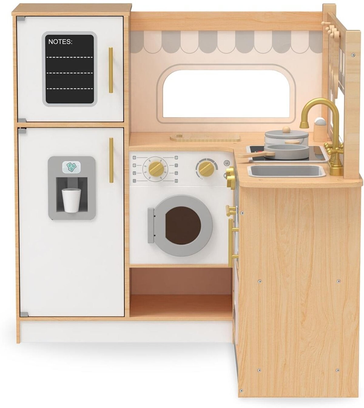 Cuisine en bois interactive avec electromenager complet et lave-linge fonctionnel - 2