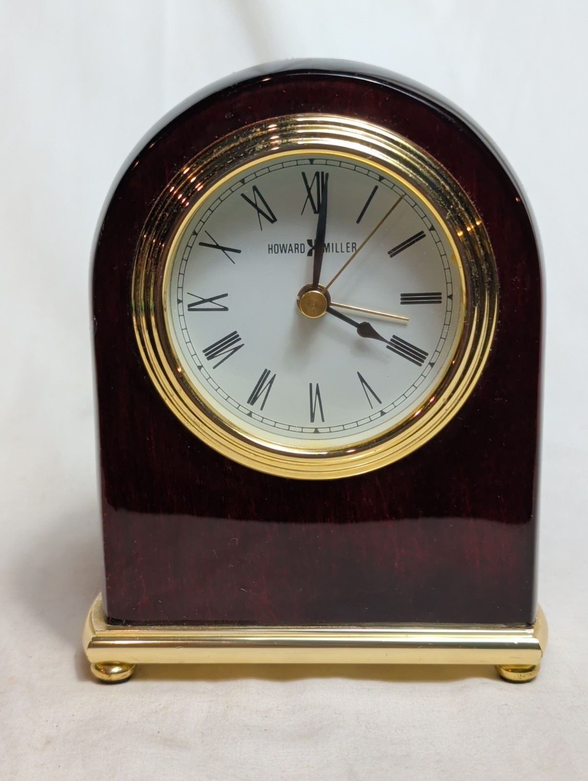 Howard Miller Rosewood Gold Trim Arch Table Alarm Clock 613487 Tested Working