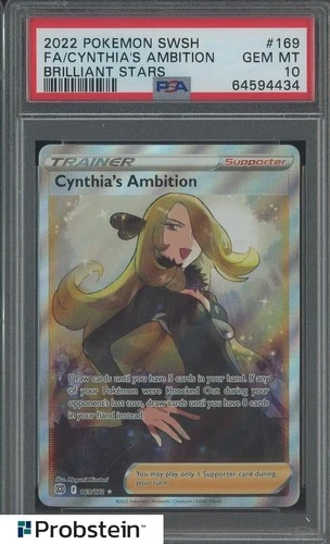 2022 Pokemon SWSH Brilliant Stars #169 FA Cynthia's Ambition PSA 10 GEM MINT