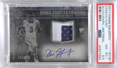 2017 Majestic Scripted Swatches 125/199 Kareem Hunt PSA 8.5 Rookie Auto RC 03rx