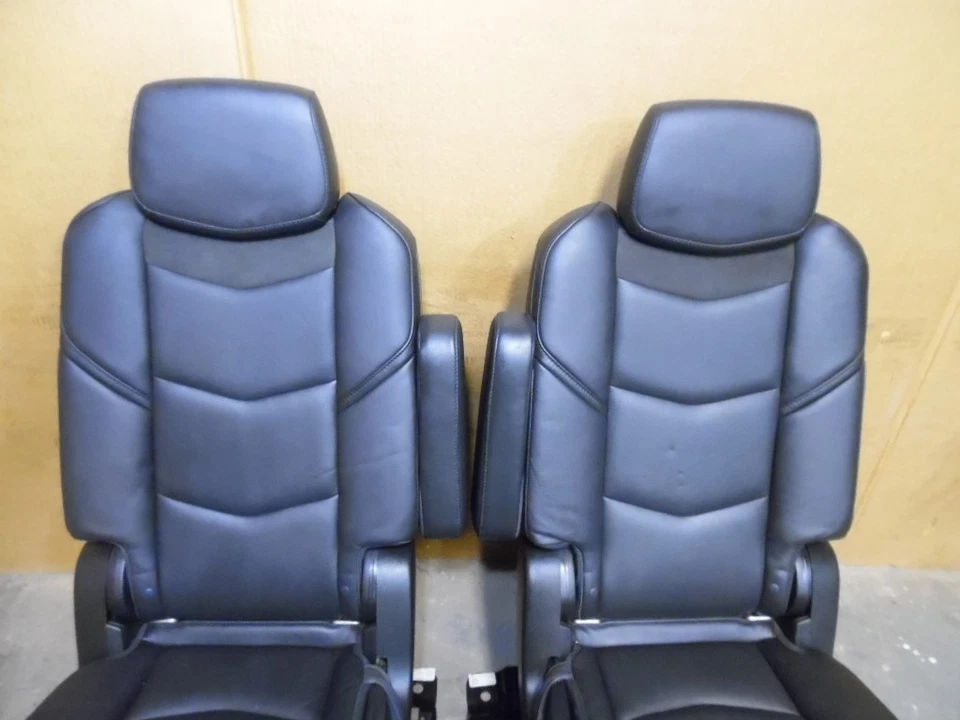 2016 Cadillac Escalade ESV 2nd Row Leather Bucket Folding Seats RH & LH Black OE - Image 2 of 4