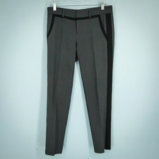 Vince Size 2 Grey Gray Black Tuxedo Stripe Tapered Leg Wool Blend Dress Pants