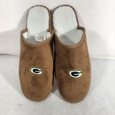 Green Bay Packers FOCO NFL Team Slippers Mens Size XL Tan With Logo