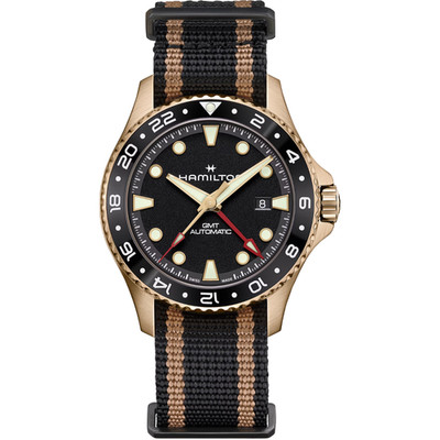 *BRAND NEW* Hamilton Khaki Navy Automatic GMT Black Dial Men's Watch H82565930