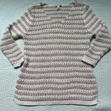 Vintage Style Dana Buchman Ribbon Yarn Knit Striped Sweater Size Large