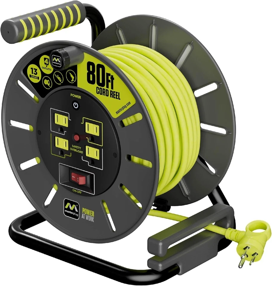 Retractable Extension Cord Reel with 4 Grounded Outlets - Image 3 of 4
