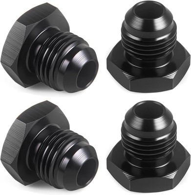 6AN Male Flare Blanking Plug Fitting Adapter Hex Aluminum Black 4PCS
