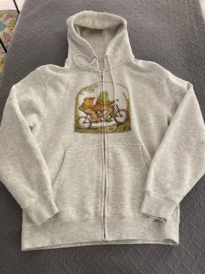 Lane Seven Women s Gray Full Zip Hoodie with 2 Frogs on Bicycle Size M