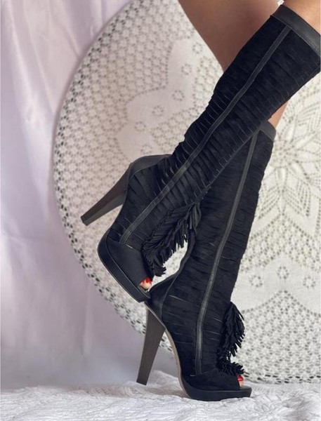 Women Carvela Boots Black Suede 38.5 #12Q5