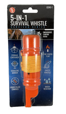 5-in-1 Emergency Survival Whistle Compass, Mirror, Storage, Fire Starter, Rope