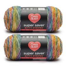 Red Heart Bitty Stripes Yarn 100 Acrylic Rainbow For Knitting Crocheting 283G