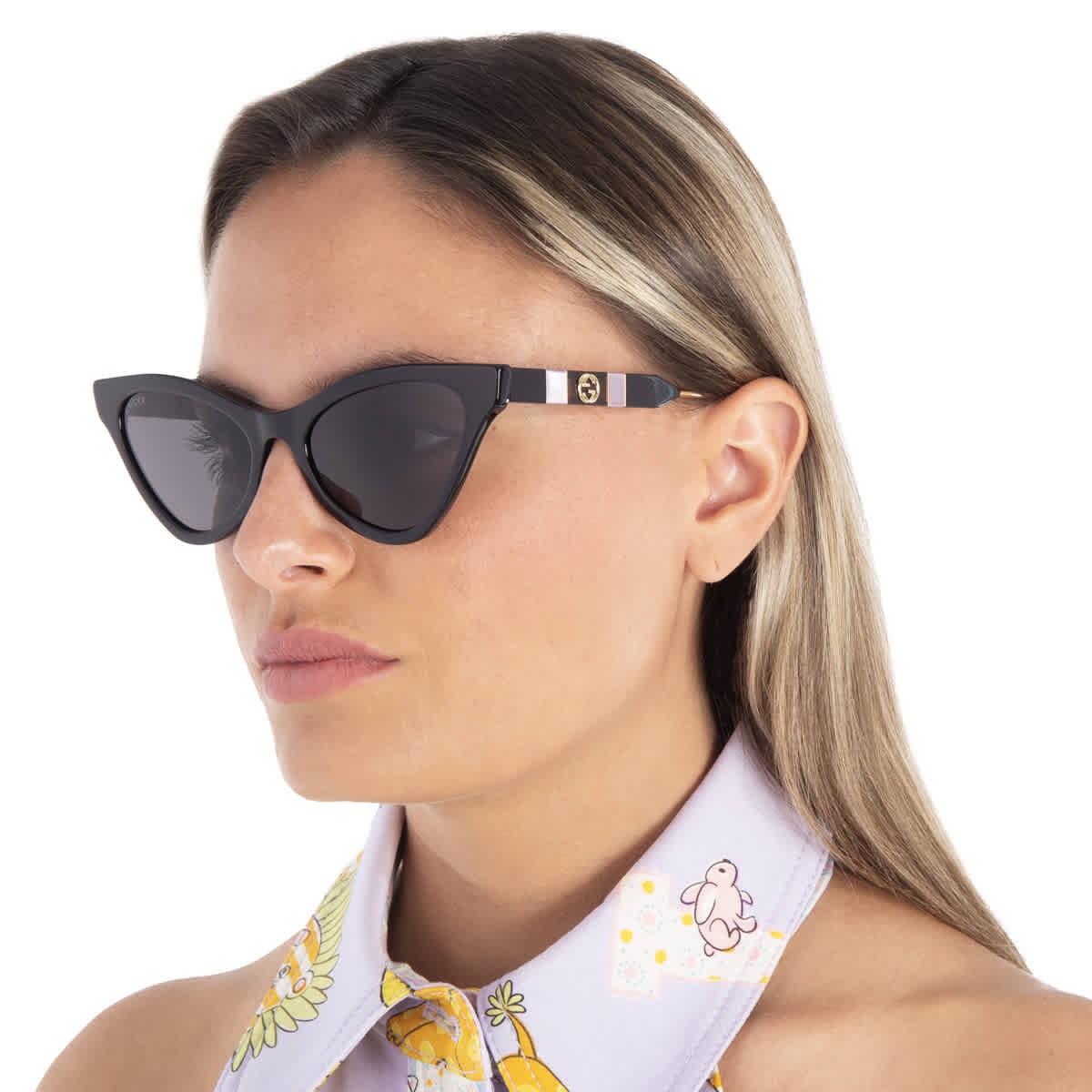 Gucci Grey Cat-Eye Ladies Sunglasses GG0597S-001 55 GG0597S 001 55