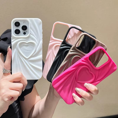 Love Heart 3D Silicone Phone Cover iPhone 17 16 15 Pro Max