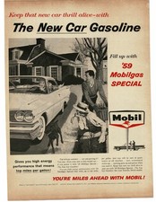1959 Mobil Mobilgas family going for a drive art Vintage Print Ad