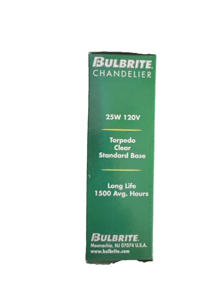 Chandelier 40W 130V  Torpedo Clear Candelabra Base Long Life 2500 Avg Hours - Image 2 of 4