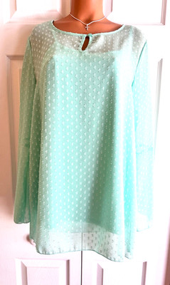 Indigo Soul Long Sleeve Green Sheer Sleeve 2-Piece Top Women's Medium