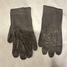 Hand Stitched Vintage GRAY Leather Gloves Size 6 1/2
