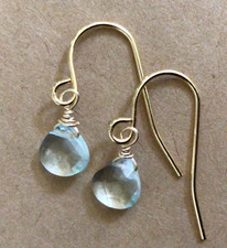 SUNDANCE CHARM AQUAMARINE EARRINGS HANDCRAFTED GOLD PLATED ARTISAN HANDMADE