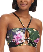 Bar III Women's Floral-Print Bandeau Halter Cropkini, Multi, Size XL