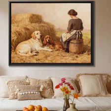 Oil Painting Dog Cocker Spaniel Labrador Canvas Print Wall Art Living Room Decor