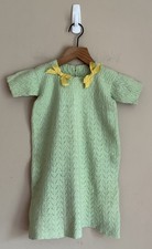 Baby Dress Vintage Crochet Gown Infant Handmade Size 18 24 M 2T Ribbon