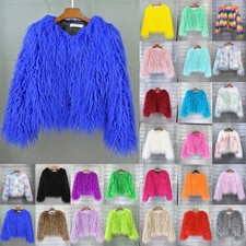 Womens Shaggy Faux Fur Fleece Coat Winter Warm Jacket Cardigan Outwear PLUS SIZE