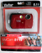 Red Vivitar Vivicam 8119 Compact Digital Camera Auto Flash 8.1 MP Brand New