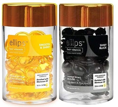 Ellips Hair Vitamin Treatment (50 tablets x 2 bottles) (Black x Yellow)