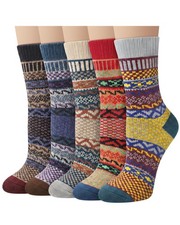 Wool Socks for Women, 5 Pairs Winter Warm Crew Boot Socks