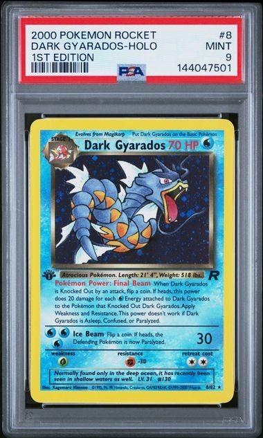 2000 POKEMON ROCKET #8 DARK GYARADOS-HOLO 1ST EDITION PSA 9