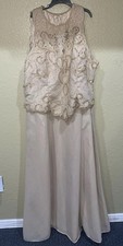 Beaded Champagne Two-Piece Prom Dress Cinderella XL cutout embellished